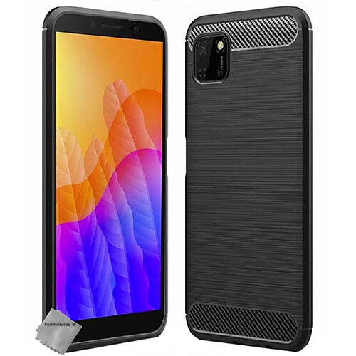 Htdmobiles Coque silicone gel carbone pour Huawei Y5p + film ecran - NOIR