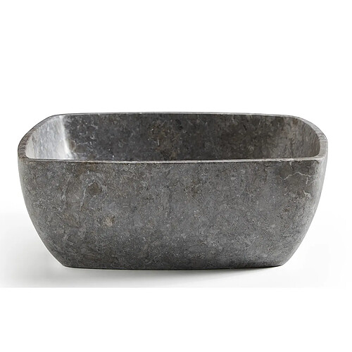 Pegane Vasque à poser / lavabo en marbre, coloris gris - Longueur 40 x Hauteur 15 x Profondeur 40 cm