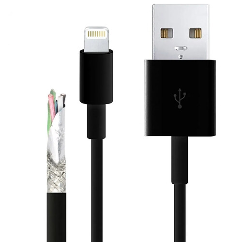 Wewoo Câble noir pour iPhone 6 & 6 Plus, 5 & 5S & 5C, iOS 8.0 2m Super qualité multibrins TPE matériel USB Sync Data Cable de charge,