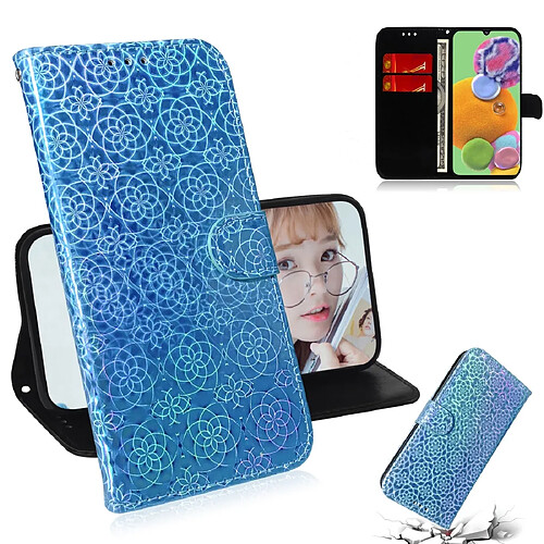 Wewoo Housse Coque Pour Galaxy A90 5G couleur unie boucle magnétique coloré horizontale étui en cuir PU avec titulaire et fentes cartes et portefeuille et lanière bleu