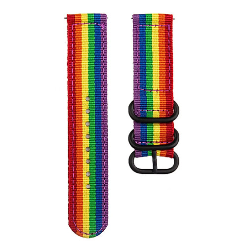 Bracelet en nylon 18mm, trois boucles lourdes, arc-en-ciel pour votre Garmin Venue 2S/Vivoactive 4S