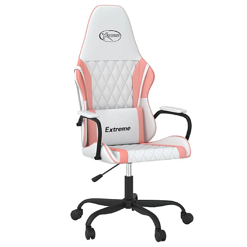 Maison Chic Chaise de jeu, Chaise gaming de massage, Fauteuil gamer d'ordinateur,Chaise de Bureau Blanc et rose Similicuir -GKD48605