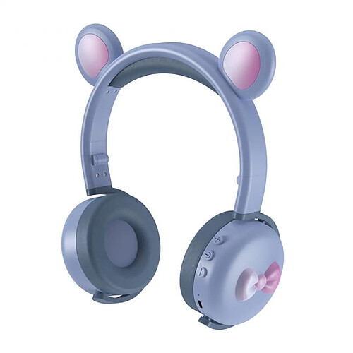 Yonis Casque Audio Enfant Bluetooth LED Ours 12h