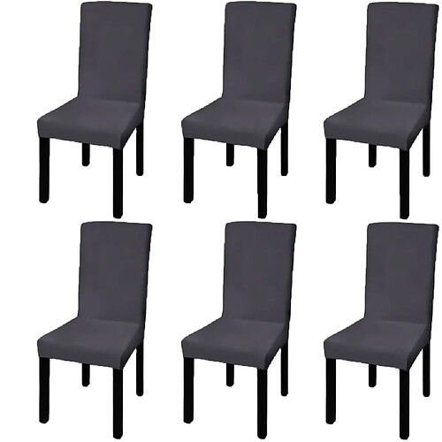 vidaXL Housse de chaise droite extensible 6 pcs anthracite