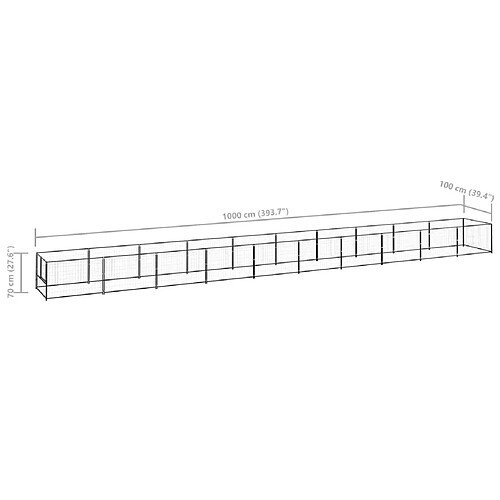 Helloshop26 Enclos extérieur pour chiens - Acier robuste 10 m² - Noir