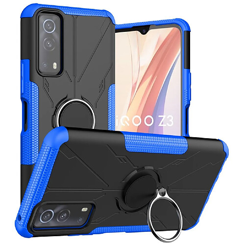 Coque en TPU antichoc, anti-chute avec béquille pour votre Vivo iQOO Z3/Y72 5G/Y53s - bleu