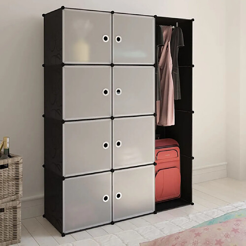 vidaXL Armoire modulaire 9 compartiments Noir et blanc 37 x 115x150 cm