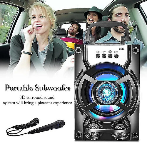 Universal Haut-parleur Bluetooth sans fil Portable Subwoofer Système audio de haute qualité, prend en charge la carte USB TF Aux avec microphone