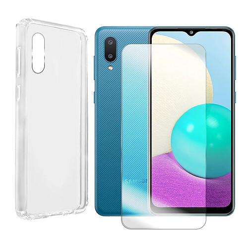 Visiodirect Coque de protection souple silicone transparente + Verre trempé pour Samsung Galaxy A02 SM-A022F 6.5"