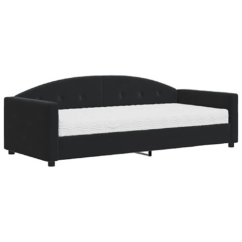 Maison Chic Lit de jour avec matelas, Lit de repos Lit d'invité pour Salon Chambre,Canapé-lit noir 90x200 cm velours -MN50164