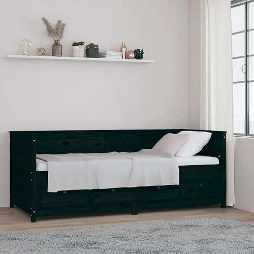 vidaXL Lit de jour sans matelas noir 90x200 cm bois de pin massif