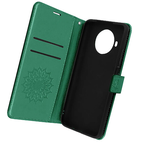 Avizar Étui Xiaomi Mi 10T Lite Portefeuille Support Vidéo Motif Mandala Fleur Vert