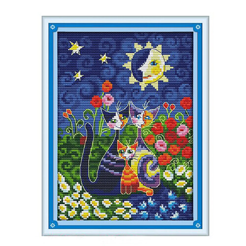 Kit de point de croix compté pour fleurs et bricolage pour enfants Enfants 25 x 35cm 11CT