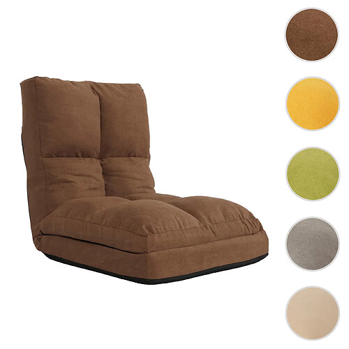 Mendler Fauteuil de sol HWC-N45, fauteuil-lit pliable Fauteuil fonctionnel, fonction sommeil pliable cadre acier velours ~ brun