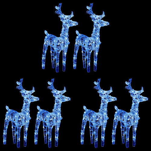 vidaXL Rennes de Noël 6 pcs 240 LED Bleu Acrylique