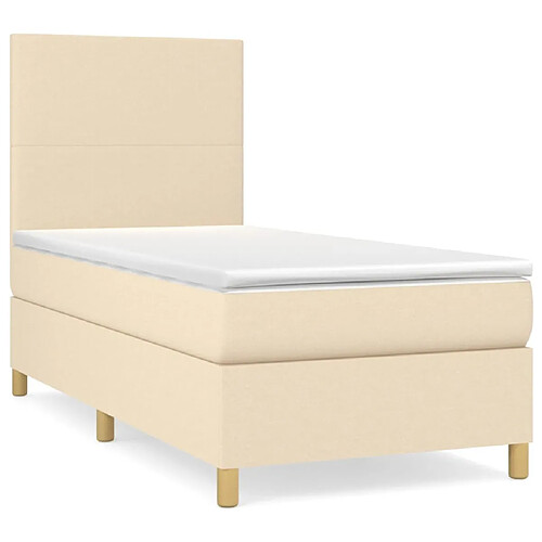 Maison Chic Lit adulte- Lit + matelas,Sommier à lattes de lit et matelas Crème 90x190 cm Tissu -GKD68768