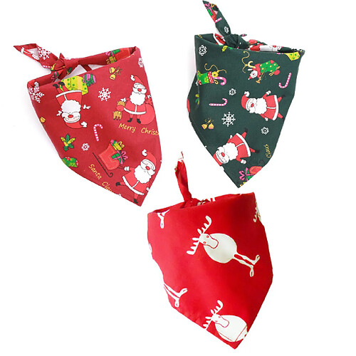 YP Select 3 Pack de Legendog Pet Bandana Santa Pattern Triangle Scarf Dog Bandana Cat Bandana For Christmas