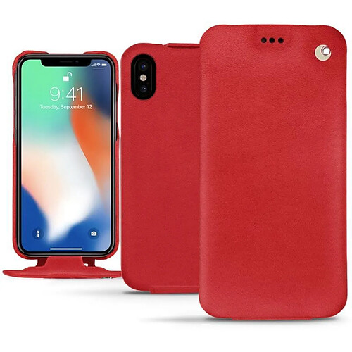 Housse cuir Apple iPhone Xs Max - Rabat vertical - Rouge troupelenc ( Pantone #AB191A ) - NOREVE