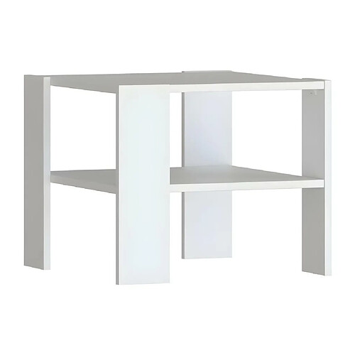 Vente-Unique Table basse PILVI 2 Plateaux - Style contemporain - Particules mélaminé - Décor Blanc - L 55 x P 55 x H 45 cm