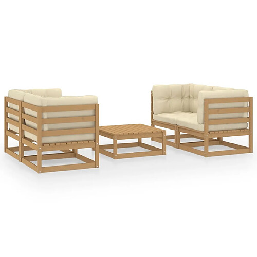 Maison Chic Salon de jardin 5 pcs + coussins - Mobilier/Meubles de jardin - Table et chaises d'extérieur bois de pin massif -MN11080