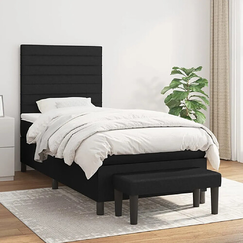 Maison Chic Lit Adulte - Lit simple Lit à sommier tapissier avec matelas moelleux - Meuble de Chambre - Noir 90x190 cm Tissu -MN66136