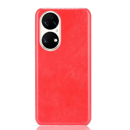 Coque en TPU + PU texture litchi, anti-rayures, rouge pour votre Huawei P50 Pro