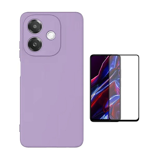 Kit De Film En Verre Trempé À Coque Complète 5D + Coque En Silicone Liquide Phonecare Pour Oppo A3x 4G - Violet