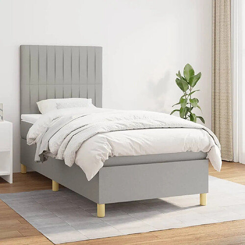 Maison Chic Lit Adulte - Lit simple Lit à sommier tapissier avec matelas moelleux - Meuble de Chambre - Gris clair 80x200 cm Tissu -MN66696