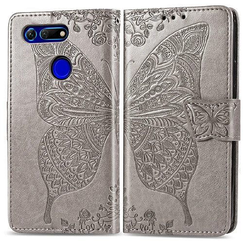 Wewoo Housse Coque Butterfly Love Flowers Embossing Horizontal Flip Leather Case for Huawei V20with Holder & Card Slots & Wallet & Lanyard Grey