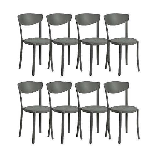 Beliani Lot de 8 chaises VIESTE Matière synthétique Gris foncé