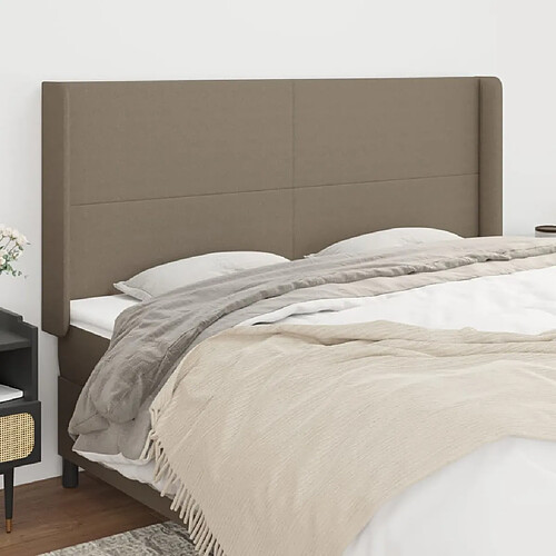 vidaXL Tête de lit avec oreilles Taupe 203x16x118/128 cm Tissu