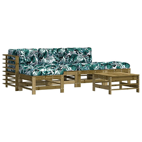 Maison Chic Salon de jardin 6 pcs + coussins - Mobilier/Meubles de jardin - Table et chaises d'extérieur bois de pin imprégné -MN11302