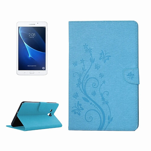 Wewoo Housse Étui bleu pour Samsung Galaxy Tab A 7.0 fleurs pressées motif papillon flip horizontal en cuir PU avec boucle magnétique & Titulaire & Slots de cartes Portefeuille