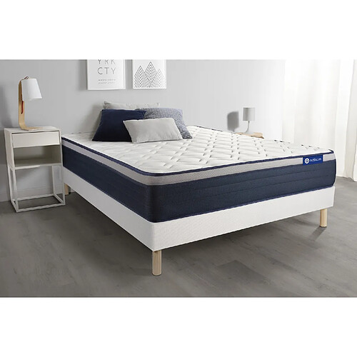 ACTISOM Ensemble matelas Latex+Mémoire de forme ACTILATEX MAX 160x200 cm Maxi épaisseur 7zones de confort + sommier KIT blanc