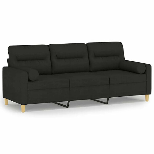 Maison Chic Canapé 3 places avec oreillers,Sofa de Salon,Canapé droit décoratifs noir 180 cm tissu -GKD341792