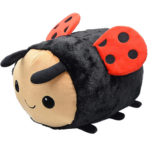 Universal Adorable coccinelle remplie d'animaux avec visage souriant et ailes rouges coccinelle peluche douce jouet oreiller