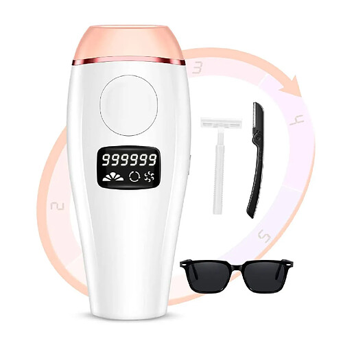 Chrono Épilation, appareil d'épilation IPL 999 999 épilation pour femme avec 2 modes de flash épilateur indolore, rose