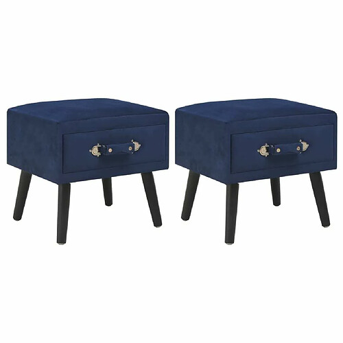 Maison Chic Lot de 2 Tables de chevet,Table de nuit,Table d'appoint pour salon Bleu 40x35x40 cm Velours -MN81166