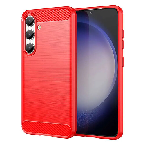 Htdmobiles Coque pour Samsung Galaxy S24 5G - housse etui silicone gel carbone + verre trempe - ROUGE