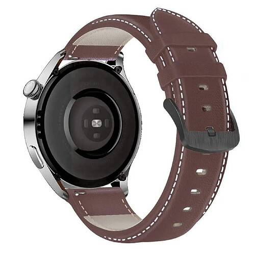 Bracelet en PU 22mm avec boucle, marron foncé pour votre Huawei Watch GT3/Samsung Galaxy Watch 46mm