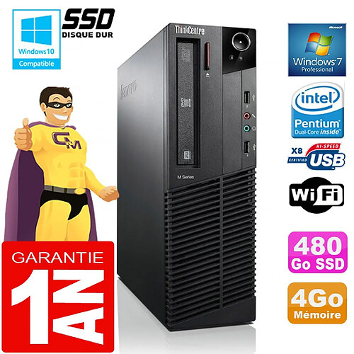 PC Lenovo M92p SFF Intel G630 Ram 4Go Disque 480 Go SSD Graveur DVD Wifi W7 · Occasion