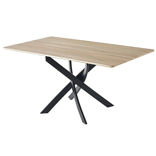 Pegane Table à manger coloris chêne / pieds noir , Longueur 140 x largeur 80 cm x Hauteur 75 cm