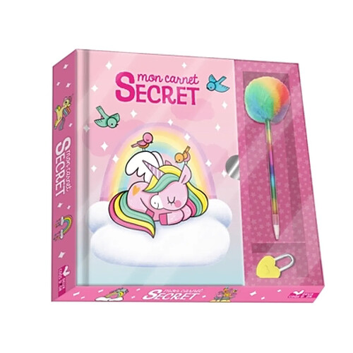 Mon carnet secret bébés licornes : coffret avec stylo fantaisie