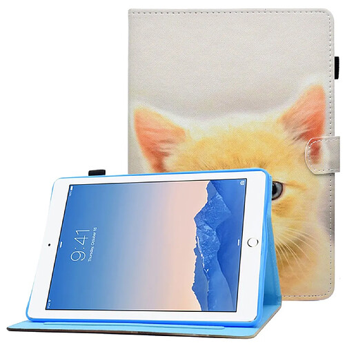 Etui en PU motif de couture avec support et porte-carte pour votre iPad Air (2013)/Air 2/9.7-pouces (2017)/(2018) - chat mignon