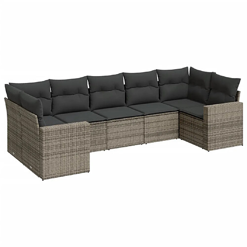 Maison Chic Salon de jardin avec coussins 7 pcs | Ensemble de Table et chaises | Mobilier d'Extérieur gris résine tressée -GKD53204