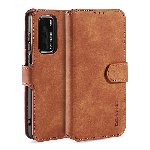 Etui en PU style rétro avec support marron pour votre Huawei P40