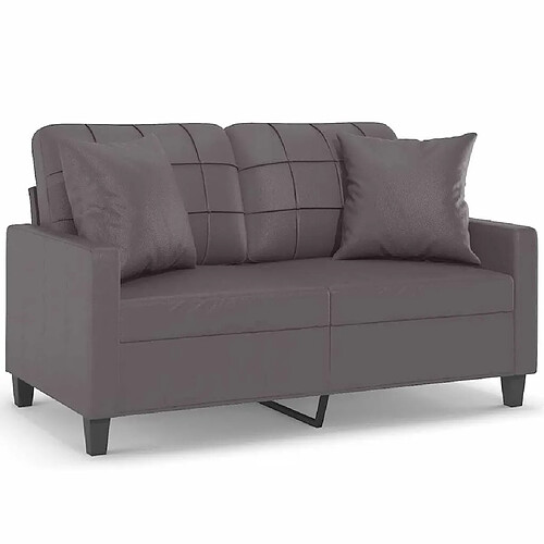 Maison Chic Canapé 2 places avec oreillers,Sofa de Salon,Canapé droit gris 120 cm similicuir -GKD962816