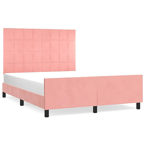 Maison Chic Cadre/structure de lit avec tête de lit pour adulte - Lit Moderne Chambre Rose 140x190 cm Velours -MN98297