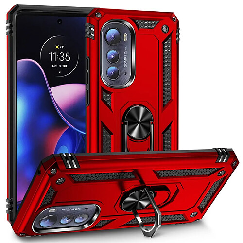 Coque en TPU anti-chute avec béquille pour votre Motorola Edge (2022) 5G - rouge