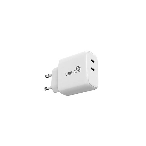 Chargeur secteur Urban Factory avec 1 port USB C 45 W + 1 port USB C 20 W Blanc